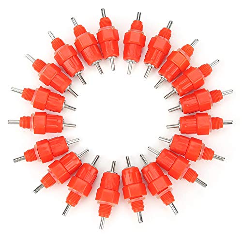 20 Pcs Stainless Steel Poultry Water Drinker Screw Type Automatic Chicken Drinker Nipple Waterer for Poultry Duck Goose Livestock