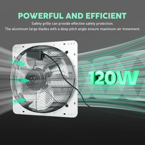 YOZON 20" Shutter Exhaust Fan with Speed Controller, Wall Mounted Wall Exhaust Fan, Automatic Shutter, High Speed, 3200CFM, Vent Fan for Garage, Greenhouse, Shed, Warehouse and Workshop - Silver - size: 20 INCH Silver