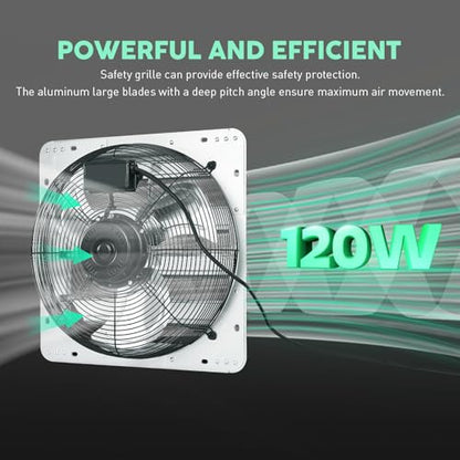 YOZON 20" Shutter Exhaust Fan with Speed Controller, Wall Mounted Wall Exhaust Fan, Automatic Shutter, High Speed, 3200CFM, Vent Fan for Garage, Greenhouse, Shed, Warehouse and Workshop - Silver - size: 20 INCH Silver