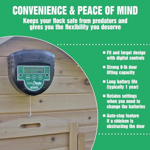 Brinsea ChickSafe Advance Automatic Chicken Coop Door Opener for Vertical Sliding or Hinged Hen House Doors with Programmable Timer, Digital Display, 8 lb. Lift Capacity - style: Light Sensor & Timer