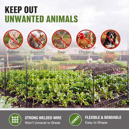 2 Roll 25 ft 50 ft in Total Black Metal Galvanized Welded Wire Fence Garden Animal Fencing Outdoor PVC Coated Wire Mesh for Yard Vegetable Plant Protection Poultry Netting for Chicken, Dog
