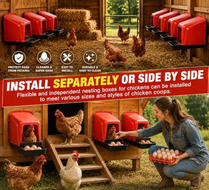 Chicken Nesting Box with Plastic Egg Trays, 10 Pack Nesting Boxes for Chickens with Egg Collection, Breathable Chicken Laying Boxes & Stackable Egg Tray for Chicken Coops and Farms - Green - color: Green