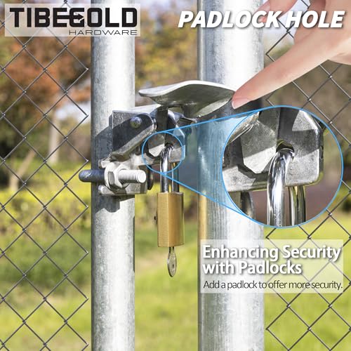 Chain Link Fence Butterfly Gate Latch, Galvanized 2 Way Lockable Gate Latch for 1-3/8" Gate Frame and 2-3/8" Gate Post, Fence Gate Latch with Padlock Hole, Silver, 1 Pack