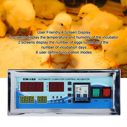 110V Egg Incubator Controller XM18D Digital Temperature Humidity Controller | Temperature Humidity Control Thermostat for Homebrew Incubator Greenhouse