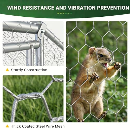 13' x 10' Walk-in Metal Chicken Coop for 20-25 Chickens, Heavy Duty Poultry Cage with Elevated Roosting Perch & Waterproof Cover, Thickened Steel Frame Outdoor Backyard Run Pen (130 Sq.Ft) - size: 158.0"L x 117.6"W x 80.6"H