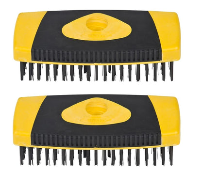 Hyde Tools 46809 1-1/4" Wire Bristle Scrub Brush, 2-Pack | Heavy-Duty Carbon Steel Wire Brush for Rust, Paint, Scale & Dirt Removal | Pole-Attachable Acme Thread