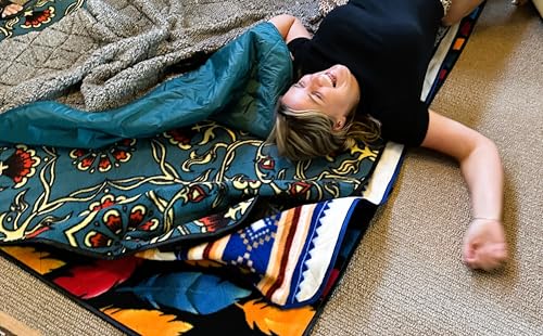 DOWN UNDER OUTDOORS Waterproof 350 GSM Fleece or Sherpa Stadium Blanket - color: Teal/Heather Grey
