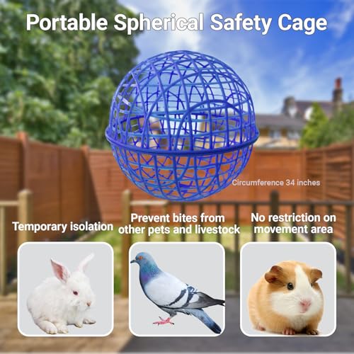 11" Ball-Shaped Movable Pigeon Chick Coop, Little Rabbit Duck Guinea Pig Safe Walking Net,Preventing Dog Bites, Predation by Eagles Wolves Cats Eagles, Pet t Safety Cage - color: Blue
