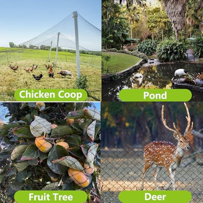 100x100ft Bird Netting for Chicken Coop, 1" Mesh Chicken Coop Netting Cover | Poultry Netting Roof for Chicken Run, Hawk Proof, Bird Netting for Garden, Fruit Trees, Plants, Vegetables, Garden Protection - size: 100'x100'-1''