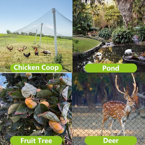 10x10ft Bird Netting for Chicken Coop, 1/2" Mesh Chicken Coop Netting Cover | Poultry Netting Roof for Chicken Run, Hawk Proof, Bird Netting for Garden, Fruit Trees, Plants, Vegetables, Garden Protection - size: 10'x10'-1/2''