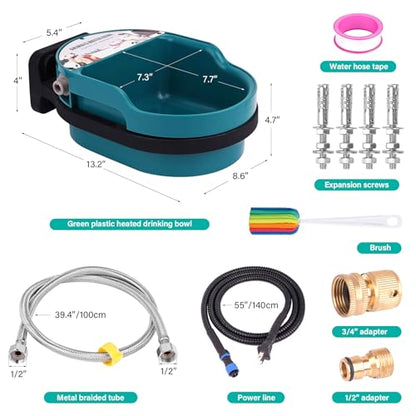 Automatic Heated Dog Water Bowl Outdoor Large Breed Heated Water Bowl for Cats Dogs with Chew-Resistant Cord Auto Fill Wall Mounted Pet Thermal Heated Water Bowl Dog Water Dispenser