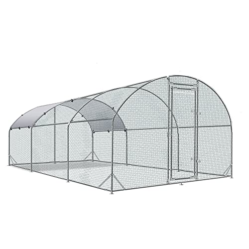Large Metal Chicken Coop Round Top Upgrade Tri-Supporting Wire Mesh Chicken Run,Chicken Pen with Water-Resident and Anti-UV Cover,Duck Rabbit House Outdoor (Dome Roof 19'L x 9'W x 6.5'H) - size: 228.1"L x 108.0"W x 78.0"H