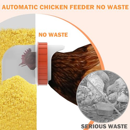 HAYOHRT 85 Pounds Automatic Chicken Feeder 6 Ports Large Gravity Fed Chicken Feeder with Latch & Handle for Chickens Bantams Pheasants Poultry Coop Weatherproof - size: 6 Ports - 85-120 lBS