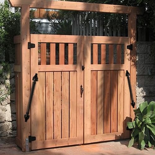 14" Gate Spring Self Closing Heavy Duty Outdoor Door Spring Automatic Fence Gate Closure Hardware Spring Loaded Gate Latch with Adjustable Tool for Wooden and Vinyl Fence, Black (2 Pack) - size: 14 Inch