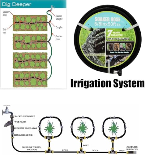Soaker Hose 5/8" 50ft Rubber Garden Soaker Hoses, Water Seeper Round Drip Hose, Heavy Duty Drip Irrigation Hose For Vegetable, Lawn, Plants and Trees Watering - size: 5/8inch 50ft