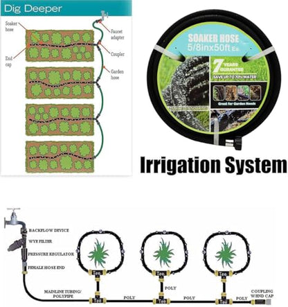 Soaker Hose 5/8" 50ft Rubber Garden Soaker Hoses, Water Seeper Round Drip Hose, Heavy Duty Drip Irrigation Hose For Vegetable, Lawn, Plants and Trees Watering - size: 5/8inch 50ft