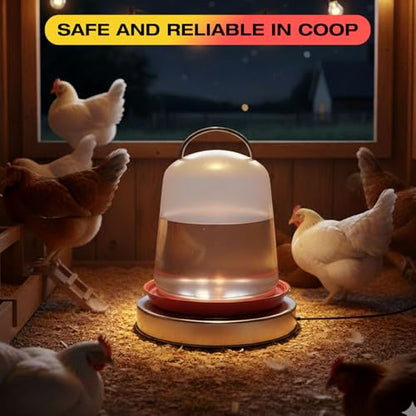 H&G lifestyles Chicken Water Heater, Heated Chicken Waterer | Poultry Water Heater for Winter, Compatible with 5 Gallons Chicken Waterer,13 Inches Stainless Steel Chicken Water Heater