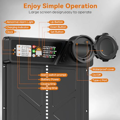 Auto Chicken Door Opener with Timer Modes, Intelligent Obstacle Sensors, Remote Control
