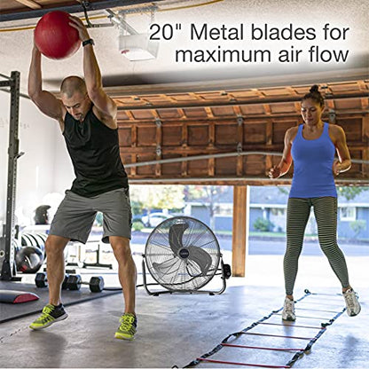 Lasko 20" Silver High Velocity Wall Mount Fan with Pivoting Head - 3 Speeds, Ideal Wall Mount Fan or Floor Fan for Home, Garage, Attic, 2265QM - color: Silver 2265qm