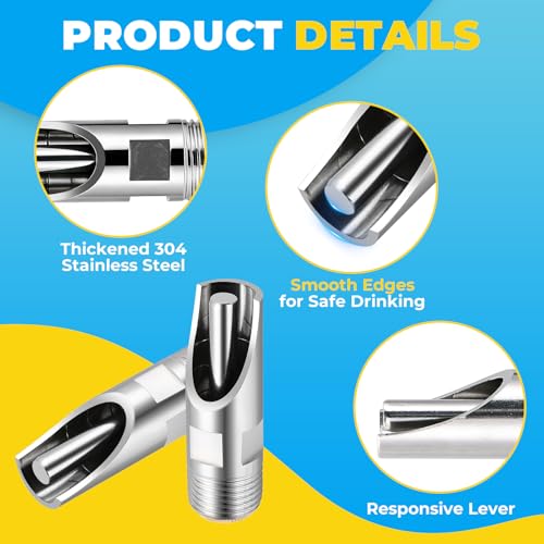 NATGAI 20 Pack Pig Water Nipple, 1/2" NPT Stainless Steel Automatic Pig Nipple Waterer, Heavy Duty Hog & Swine Water Drinker Feeder, Pig Nipple Drinker for Sows, Piglets & Goats Drinking System