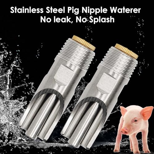 20 Pieces Pig Nipple Waterer 1/2 Inch Stainless Steel Automatic Pig Nipple Water Feeder for Pigs Hog Nipple Drinker Pig Water Nipple for Barrel Hog Nipples for Pigs Hogs Sows