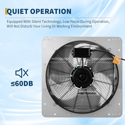 OUTLANE High-Efficiency Industrial Shutter Exhaust Fan - Automatic Wall-Mounted Ventilation - Quiet High-Speed Motor - Powerful Airflow for Attic, Garage, Greenhouse, Workshop, Enclosure, Barn - size: 16IN