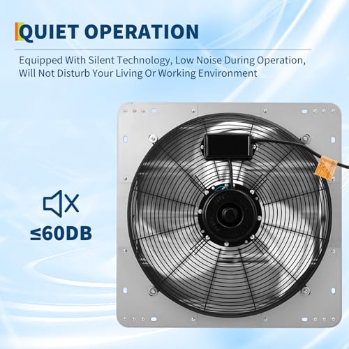 OUTLANE High-Efficiency Industrial Shutter Exhaust Fan - Automatic Wall-Mounted Ventilation - Quiet High-Speed Motor - Powerful Airflow for Attic, Garage, Greenhouse, Workshop, Enclosure, Commercial - size: 14IN