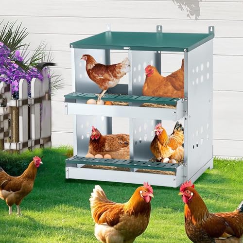 Chicken Nesting Box for Laying Eggs - 4 Room Chicken Laying Boxes, Nesting Boxes for Chickens, Heavy Duty Metal Chicken Coop (22.05" L x 16.92" W x 25.59" H) - size: 22.05" L x 16.92" W x 25.59" H