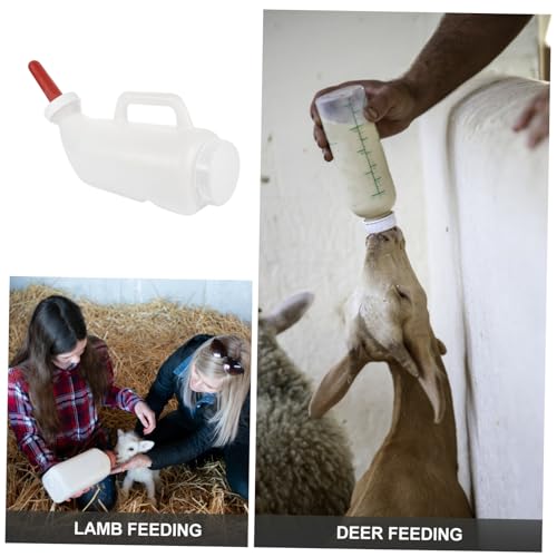 VOSAREA 2l Calves Nursing Bottle with Handle Silicone Nipple for Lamb Goat Calf Livestock Feeding