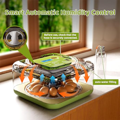 Ovatt 12-Egg Incubator with LED Display, Automatic Temperature and Humidity Control, and Automatic Egg Turner for Chicken, Duck, Quail, and Goose Eggs—Ideal for Home and Small Farms