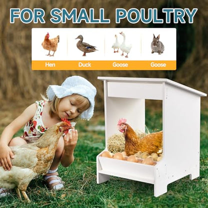 EARTHSON Nesting Boxes for Chickens, Chicken Coopwith Egg Storage, Chicken Laying Nest Box for Poultry Farm, Chicken Nesting Boxes for Duck and Poultry, White