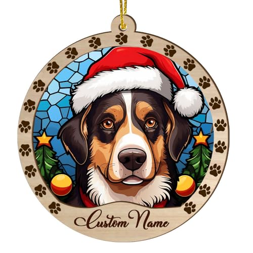 Personalized Appenzeller Sennenhund Ornament, Appenzeller Sennenhund Christmas Ornament, Custom Name Appenzeller Sennenhund Dog Suncatcher for Christmas Tree - color: Appenzeller Sennenhund
