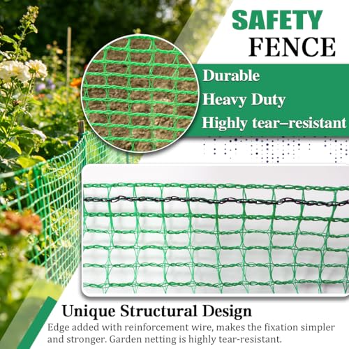Garden Fence Temporary Fence, 4'x100' with 50 Zip Ties, Plastic Fencing Safety Fence Snow Fence, Construction Fencing for Yard, Deer, Pet, Rabbits, Chicken, Dogs, Animal Barrier, Green - size: 4ftx100ft