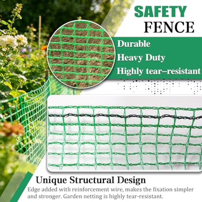 Garden Fence Temporary Fence, 4'x100' with 50 Zip Ties, Plastic Fencing Safety Fence Snow Fence, Construction Fencing for Yard, Deer, Pet, Rabbits, Chicken, Dogs, Animal Barrier, Green - size: 4ftx100ft