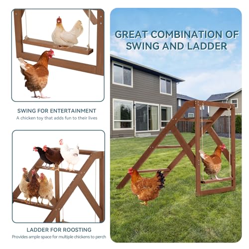 PETSFIT Chicken Perch for Pet's Healthy and Happy,4 Chicken Roosting Bars with Swing Fit for 8-10 Chickens,Ideal for Backyard Coops,Farms,Easy to Assemble and Clean