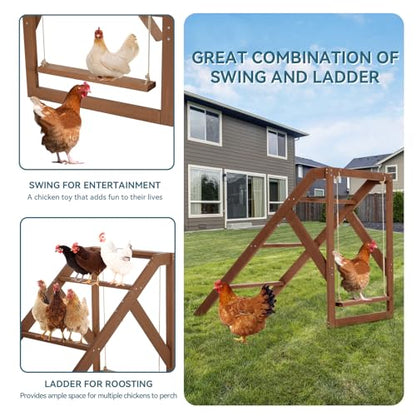 PETSFIT Chicken Perch for Pet's Healthy and Happy,4 Chicken Roosting Bars with Swing Fit for 8-10 Chickens,Ideal for Backyard Coops,Farms,Easy to Assemble and Clean