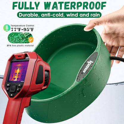 IPOW 3.5L Pet Heated Water Bowl - Keep Water Warm at 77-95℉ for Cats & Dogs, Durable THeated Dog Bowl with Anti-Chew & Waterproof Cord, Perfect for Winter & Outdoor Use