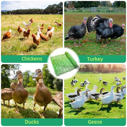 Poultry Netting Electric Fence, Portable Livestock Nets Mesh for Chickens, Ducks, Geese, Turkey, Electric Fencing for Backyards, Homesteaders, Farms, Ranches (Green, 41.5" H x 164' L Poultry)