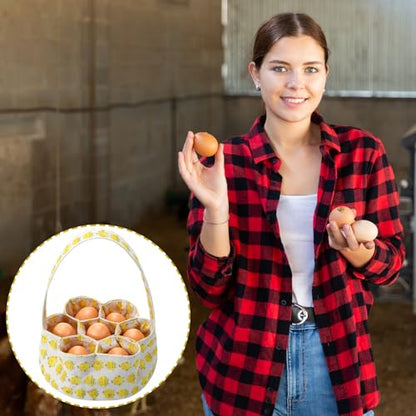 Sweetude 2 Pieces Egg Basket Mini Egg Collecting Bags Gathering Basket with 7 Pouches for Farmhouse Chicken Hen Duck Goose Housewife Garden Transporting Storage, 8 x 2.6 Inch(Pretty) - color: Pretty