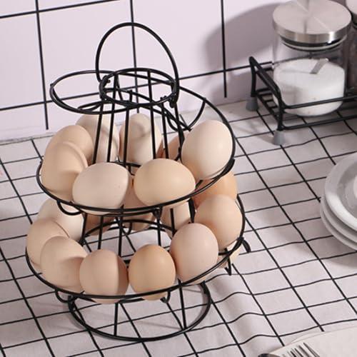 Spiral Egg Holder Countertop Smooth & Sturdy Fresh Keeping Egg Skelter Minimalist & Stable Black Iron Storage Stand for Kitchen