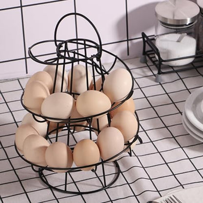 Spiral Egg Holder Countertop Smooth & Sturdy Fresh Keeping Egg Skelter Minimalist & Stable Black Iron Storage Stand for Kitchen