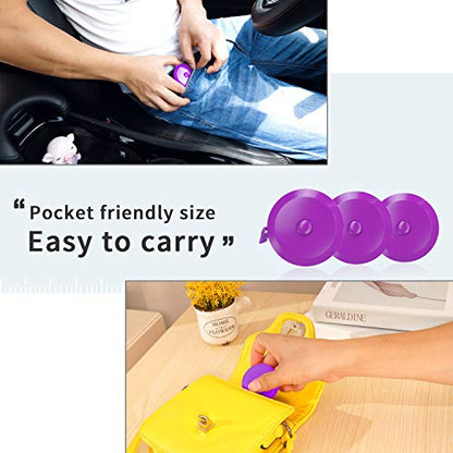 DiCUNO 60-Inch 1.5 Meter Soft and Retractable Tape Body Tailor Sewing Craft Cloth Dieting Measuring Tape (3 Pcs of Purple) - color: Purple*3pcs