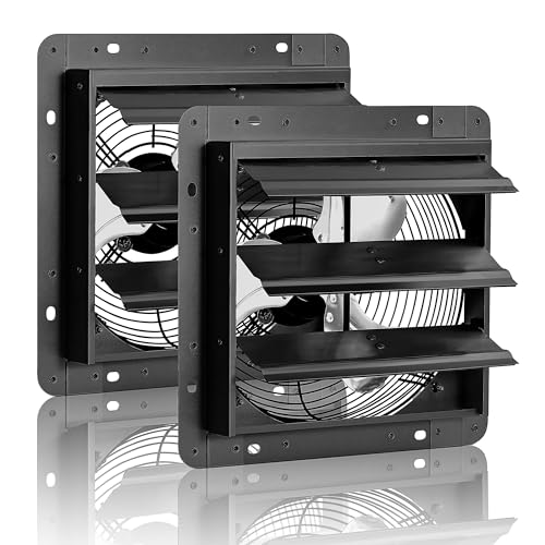 8'' Shutter Exhaust Fan, 760 CFM High-Speed Wall Mounted Exhaust Fan, 40dB Quiet Ventilation Attic Fan for Shed, Garage, Greenhouse, Basement, Chicken Coop, Generator Room, 2 Packs - size: 8 Inch 2 Packs