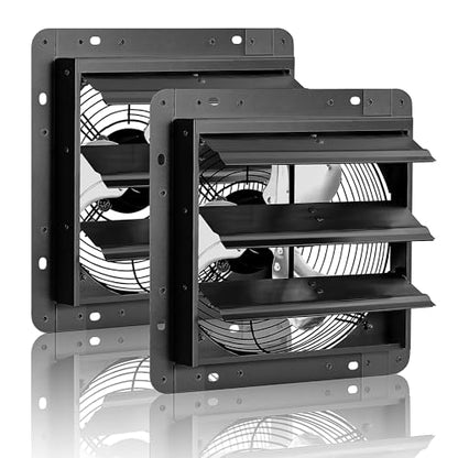 8'' Shutter Exhaust Fan, 760 CFM High-Speed Wall Mounted Exhaust Fan, 40dB Quiet Ventilation Attic Fan for Shed, Garage, Greenhouse, Basement, Chicken Coop, Generator Room, 2 Packs - size: 8 Inch 2 Packs