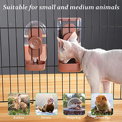 Kenond 35oz Hanging Automatic Pet Food Water Dispenser, Auto Gravity Pet Feeder and Waterer Set, Cage Cat Food Bowl Dog Feeding Station for Puppy and Kitten Rabbit Chinchilla Hedgehog Ferret (Pink) - color: Pink