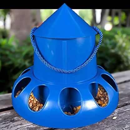 Feeder No Waste Automatic Poultry Food Dispenser House Design with Cover Hanging Poultry Food Contain Chick Feeders for Brooder No Waste - size: M