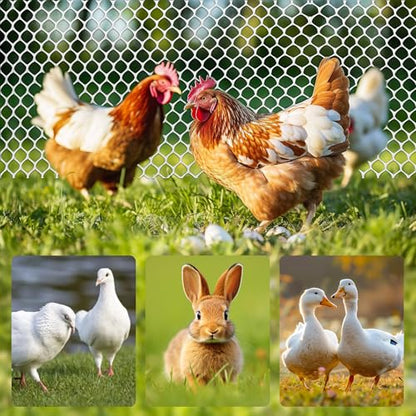 White Plastic Chicken Wire mesh 15.7IN x 33FT,Plastic Chicken Wire Fencing,Poultry Netting,Plastic mesh for Garden,Balcony Fence,Chicken Wire Frame for Crafts, Floral Mesh.with 100 Ties - color: 33ft White
