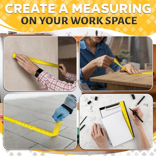 12 Inch Repeating Adhesive Measuring Tape – 13.9 Yards, 1” Wide, Dual Metric, Left-Right Reading, Flexible & Strong Adhesive Ruler Tape for DIY, Crafts, Woodworking, and Sewing Tools Set