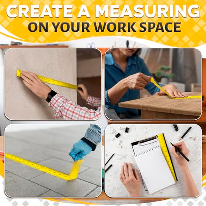 12 Inch Repeating Adhesive Measuring Tape – 13.9 Yards, 1” Wide, Dual Metric, Left-Right Reading, Flexible & Strong Adhesive Ruler Tape for DIY, Crafts, Woodworking, and Sewing Tools Set