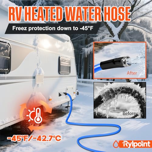 15FT Heated Water Hose for RV,Heated Drinking Water Hose,Lead and BPA Free,1/2"Inner Diameter,Temperatures Down to -47°F,Rv Accessories for Campers, Livestock, Agriculture - size: 15FT